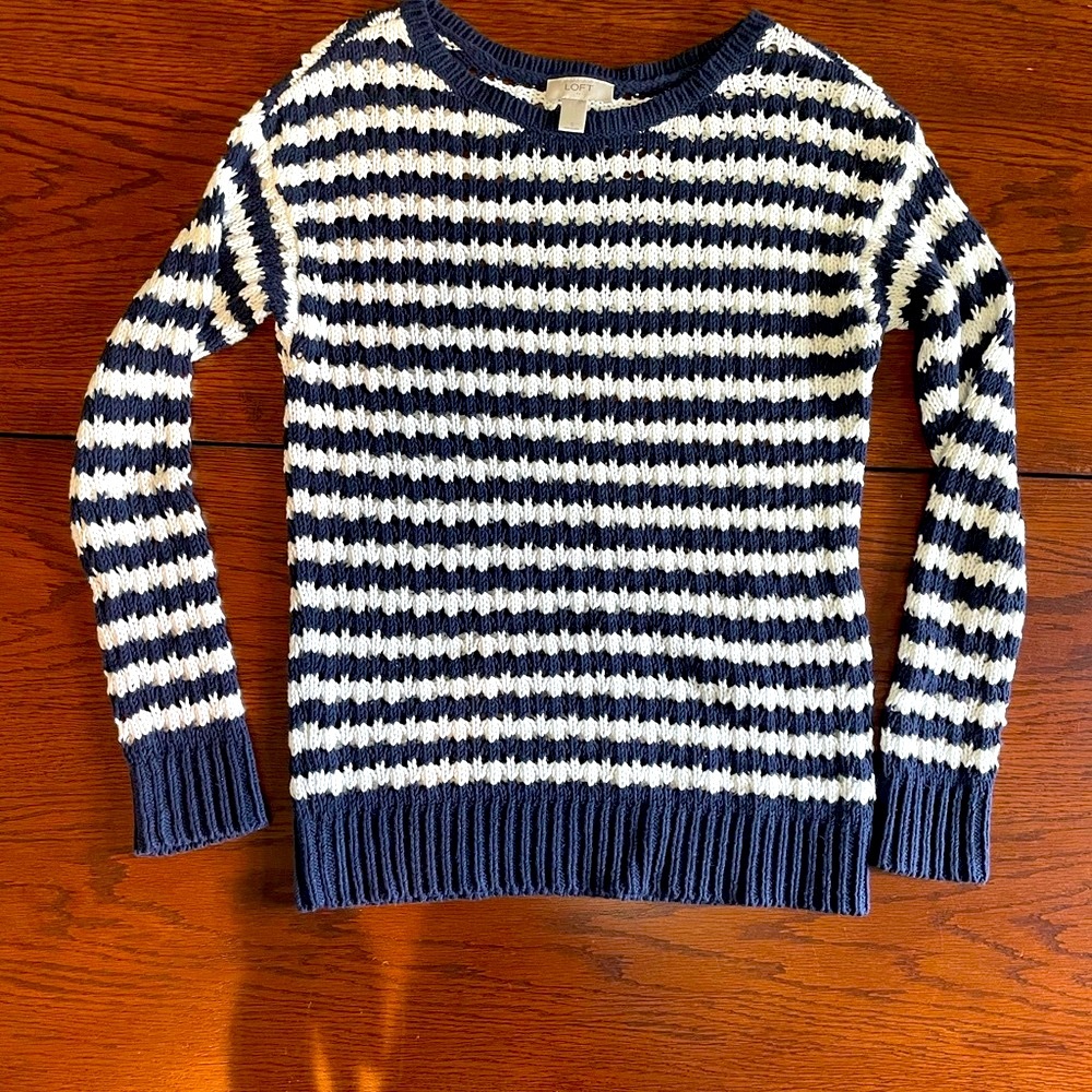 Loft Navy Blue & White Sweater